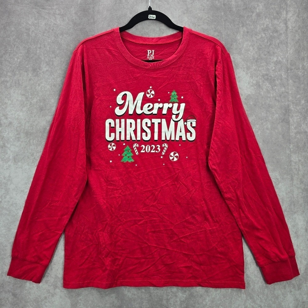 PJ Place Red Merry Christmas Holiday Print Y2K‎ Vintage Festive Candy Top XS